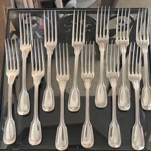 🤍🤍🤍Rare Christofle Chinon Dessert Silverplate Fork Set
